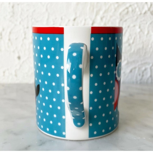 Clicks Owl Mug - Blue Polka Dots Red Purple Pink Owl Fine Bone China Coffee Cup - Picture 2 of 6